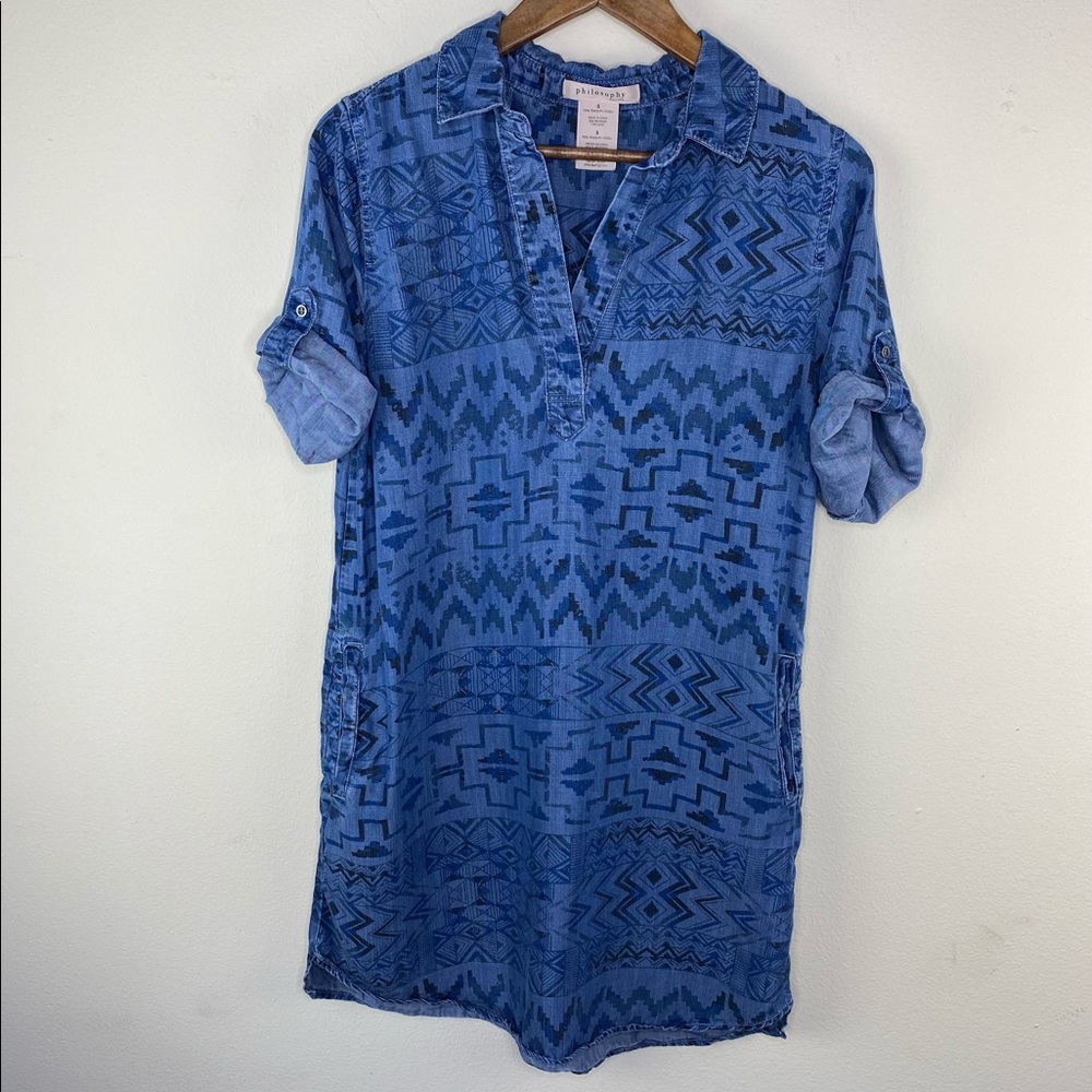 Philosophy southwestern denim shirt dress women’s size small casual travel